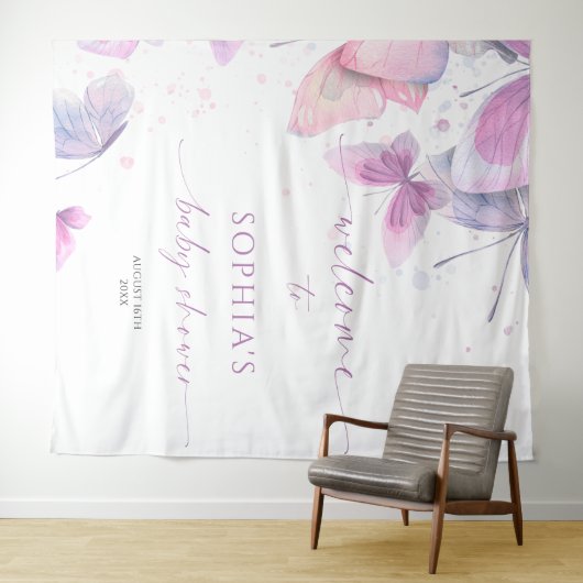 Vlinders Babyfeest Wandkleed (In Situ (horizontaal))