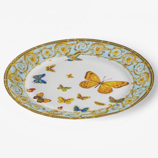 vlinders barokke stijl china papieren bordje (Gekanteld)