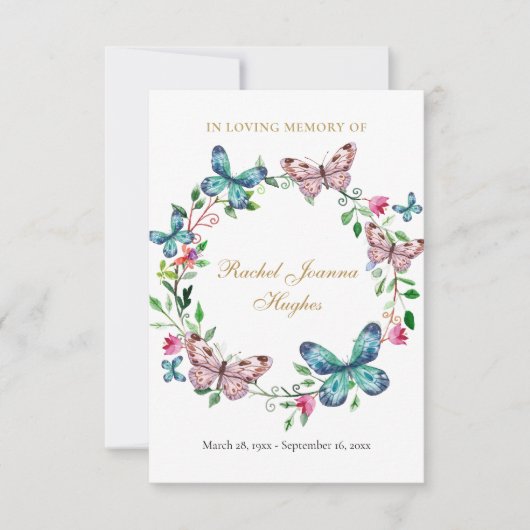 Vlinders begrafenis gebed gedicht Kaart (Voorkant)