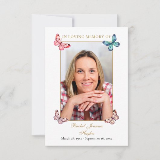 Vlinders Begrafenisgedicht Fotokaart (Voorkant)