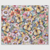 Vlinders, bijen, libellen, lieveheersbeestjes cadeaupapier (Vlak)