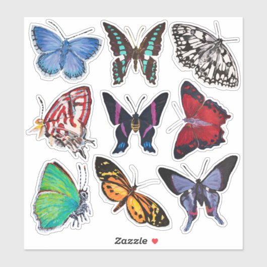 Vlinders (Blad 1 Alfabet van Vlinders) Sticker (Vel)