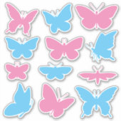 Vlinders Blauw en Roze Sticker Set (Voorkant)