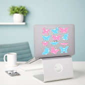 Vlinders Blauw en Roze Sticker Set (Laptop op bureau)