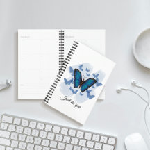 Vlinders blauw - Harde kaft spiraal planner