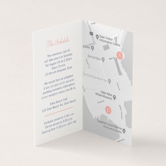 Vlinders blauw koraal bruiloft detail schema kaart (Binnen)