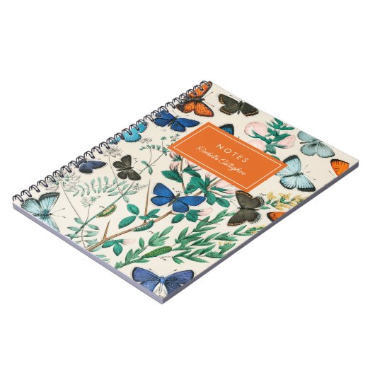   vlinders blauw Oranje naam Notitieboek (Linkerzijde)