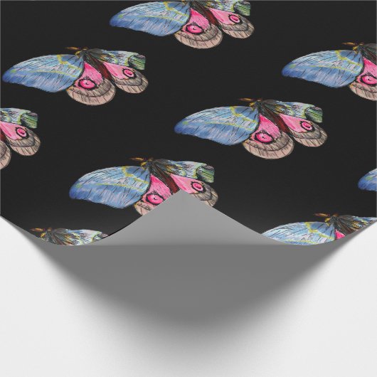 Vlinders Blauw Roze Digitale Kunst Cadeaupapier (Hoek)