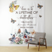 Vlinders Bloem | Bruids douche welkom Wandkleed (In situ)
