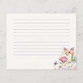 Vlinders bloem bruidsfeest recept kaart (Achterkant)