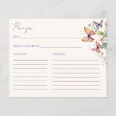 Vlinders bloem bruidsfeest recept kaart (Voorkant)