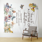 Vlinders Bloem | Bruiloft Feest Welkom Wandkleed (In Situ (horizontaal))