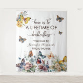 Vlinders Bloem | Bruiloft Welcome Wandkleed (Voorkant)