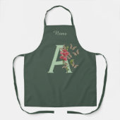 Vlinders Bloem Monogram Eerste A Persoonlijk Schort (Voorkant)