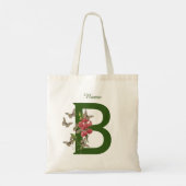 Vlinders Bloem Monogram Eerste Letter B Persoonlij Tote Bag (Achterkant)