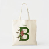 Vlinders Bloem Monogram Eerste Letter B Persoonlij Tote Bag (Voorkant)