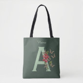 Vlinders Bloem Monogram Initiaal A Persoonlijk Tote Bag (Voorkant)