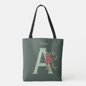 Vlinders Bloem Monogram Initiaal A Persoonlijk Tote Bag (Achterkant)