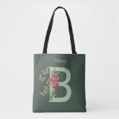 Vlinders Bloem Monogram Initiaal B Persoonlijk Tote Bag (Voorkant)