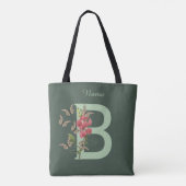 Vlinders Bloem Monogram Initiaal B Persoonlijk Tote Bag (Achterkant)