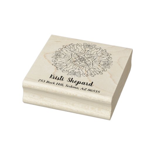 Vlinders & Bloem, Naam & Adres, Doe-het-zelf Rubberstempel (Stempel)