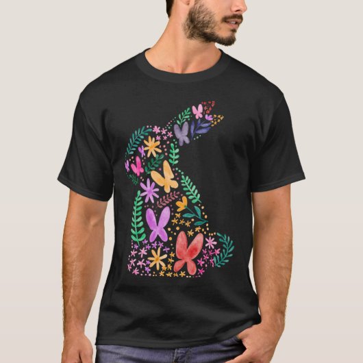 Vlinders Bloem Paashaas Leuk voor de lente T-shirt (Voorkant)