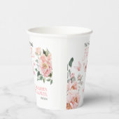 Vlinders Bloem Roze Blush Bruidsmeisje Feestje Papieren Bekers (Rechts)