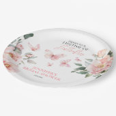 Vlinders Bloem Roze Blush Bruiloft Feest Papieren Bordje (Gekanteld)
