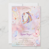 Vlinders Bloem Unicorn Baby Shower Kaart (Voorkant)