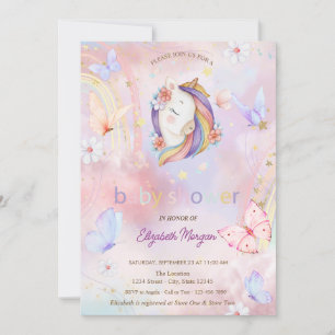 Vlinders Bloem Unicorn Baby Shower Kaart