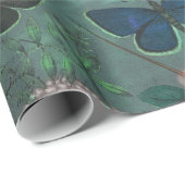 Vlinders & Bloemen Blauw Cadeaupapier (Rol Hoek)