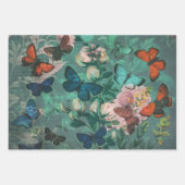  Vlinders & Bloemen Blauw Inpakpapier Vel (Voorkant 2)