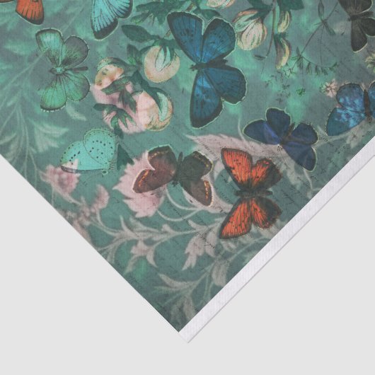 Vlinders & Bloemen Blauw Tissuepapier (Detail)