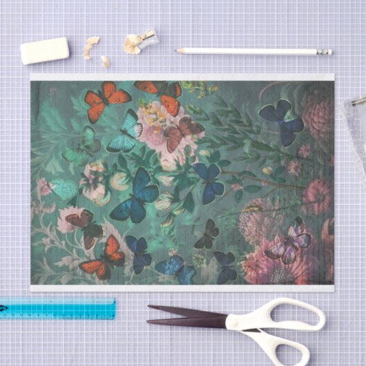 Vlinders & Bloemen Blauw Tissuepapier (Craft)