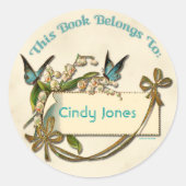 Vlinders Bloemen Bookplate Sticker (Voorkant)