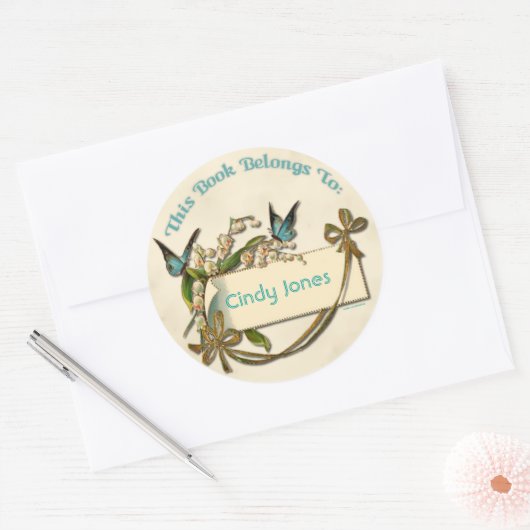 Vlinders Bloemen Bookplate Sticker (Envelop)