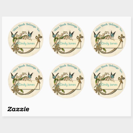 Vlinders Bloemen Bookplate Sticker (Vel)