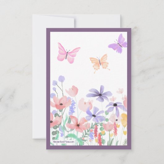 Vlinders & Bloemen Dank u kaart (Achterkant)