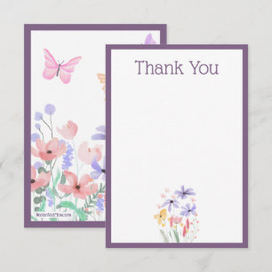 Vlinders & Bloemen Dank u kaart