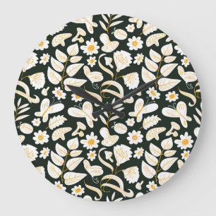 Vlinders & Bloemen: Doodle zomer patroon. Grote Klok