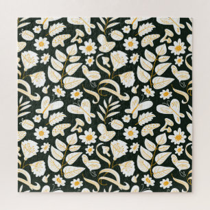 Vlinders & Bloemen: Doodle zomer patroon. Legpuzzel
