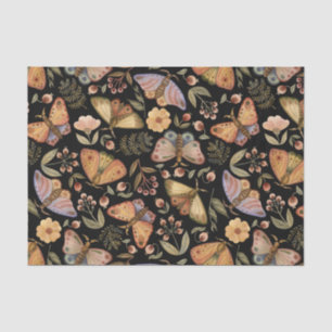 vlinders, bloemen en bessen, zwart tissuepapier