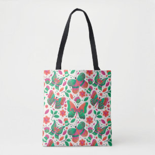 Vlinders, Bloemen, en Bladeren Tote Bag