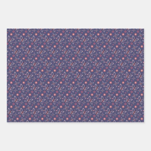 Vlinders bloemen en hart inpakpapier vel (Voorkant)