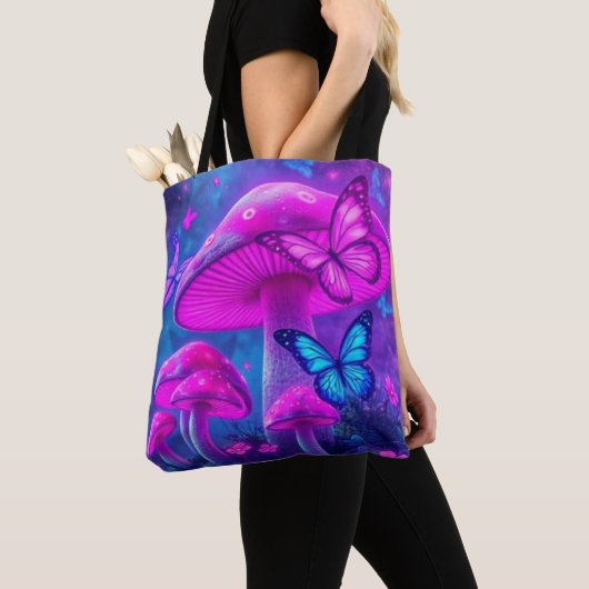 Vlinders, bloemen en paddenstoel Fairycore Tote Bag (Dichtbij)