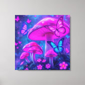 Vlinders, bloemen en paddenstoelen- canvas afdruk (Voorkant)