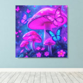 Vlinders, bloemen en paddenstoelen- canvas afdruk (Insitu (Houten vloer))