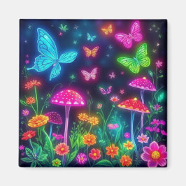 Vlinders Bloemen en Paddenstoelen-Fairycore Magneet