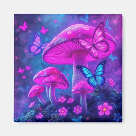 Vlinders Bloemen en Paddenstoelen-Fairycore Magneet (Voorkant)