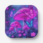 Vlinders, bloemen en paddenstoelen- papieren bordje (Voorkant)